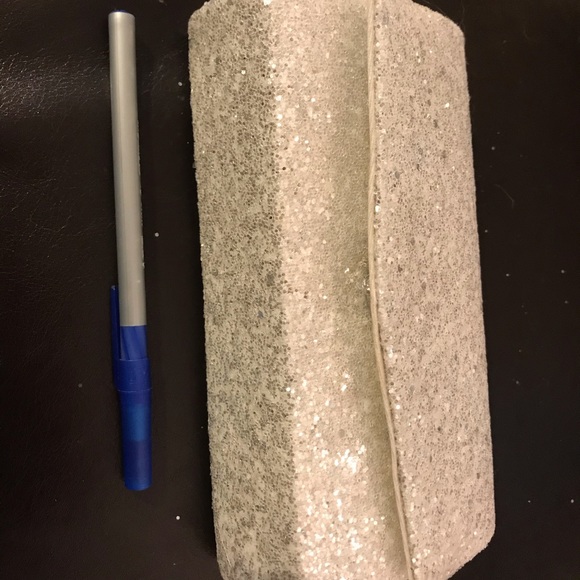 White Chunky Glitter Structured Clutch Bag - Picture 5 of 7